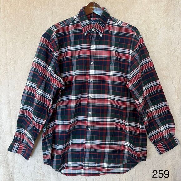 VINTAGE Polo‎ Ralph Lauren Plaid 100% Cotton Men's Button Up Long Sleeve Sz L - Picture 1 of 11